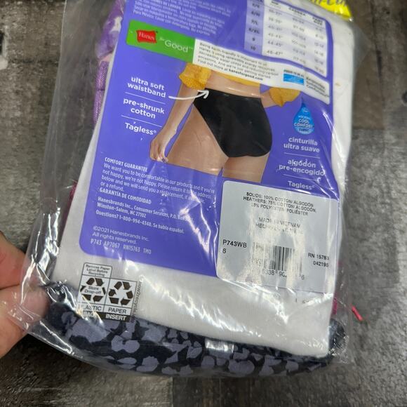 Hanes Hi-Cuts Women Panties 7 Pack Breathable Cotton Size 6 Tagless Open Pack - Picture 2 of 5